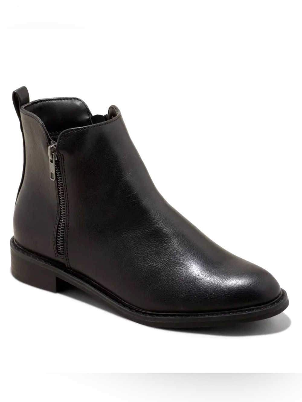 Universal Thread Women's Faux Black Leather Brenna Ankle Boots with Memory Foam
